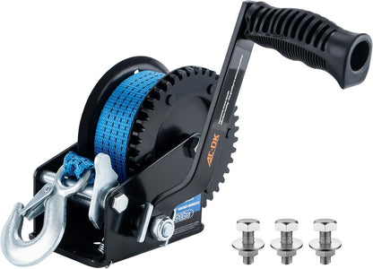 1600 lbs Heavy Duty Boat Trailer Winch with 26ft Strap, 2-Way Ratchet & 4:1 Gear Ratio