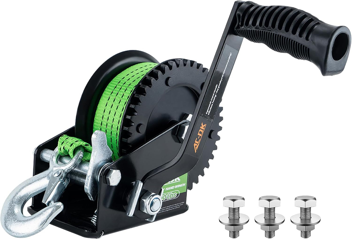 1600 lbs Heavy Duty Boat Trailer Winch with 26ft Strap, 2-Way Ratchet & 4:1 Gear Ratio