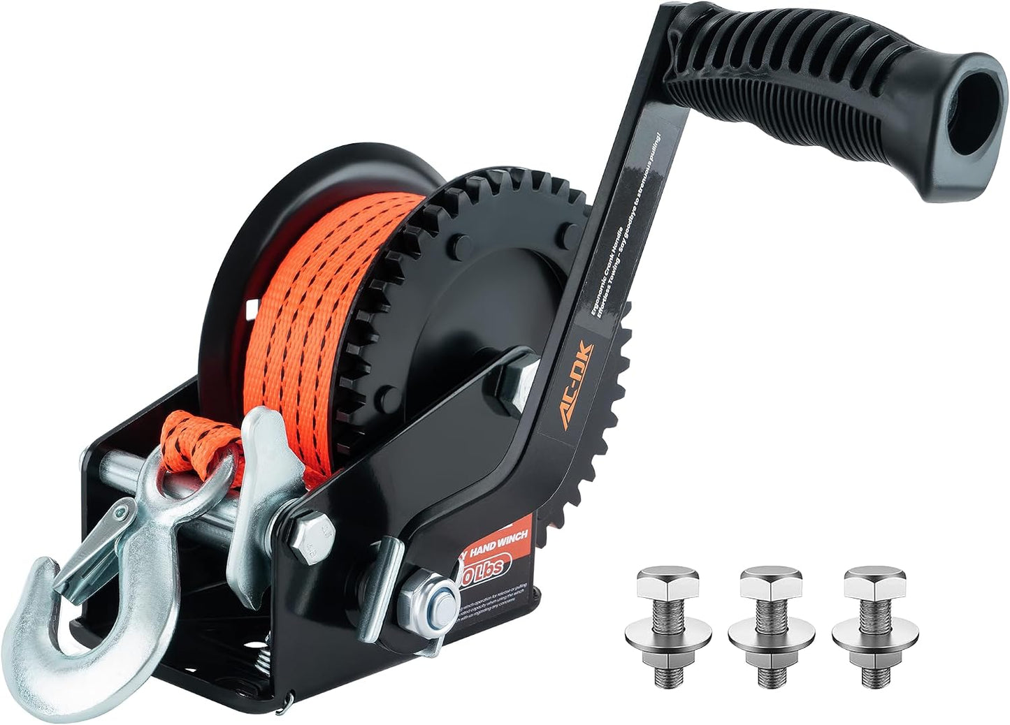 1600 lbs Heavy Duty Boat Trailer Winch with 26ft Strap, 2-Way Ratchet & 4:1 Gear Ratio