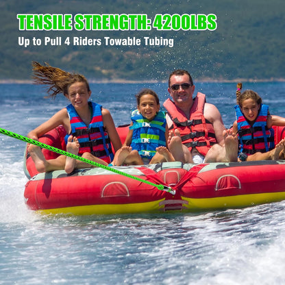 60ft Heavy-Duty Floating Boat Tow Rope for 1-4 Person Towable Tubes (4,000–6,000 lbs Capacity)