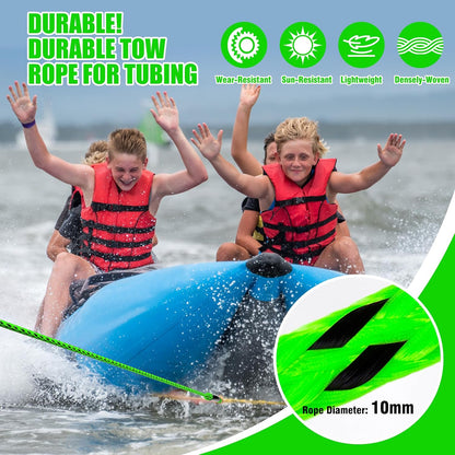 60ft Heavy-Duty Floating Boat Tow Rope for 1-4 Person Towable Tubes (4,000–6,000 lbs Capacity)