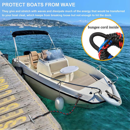 Shock-Absorbing Bungee Dock Line with Quick-Connect Snaps for Boats, Pontoons & Jet Skis